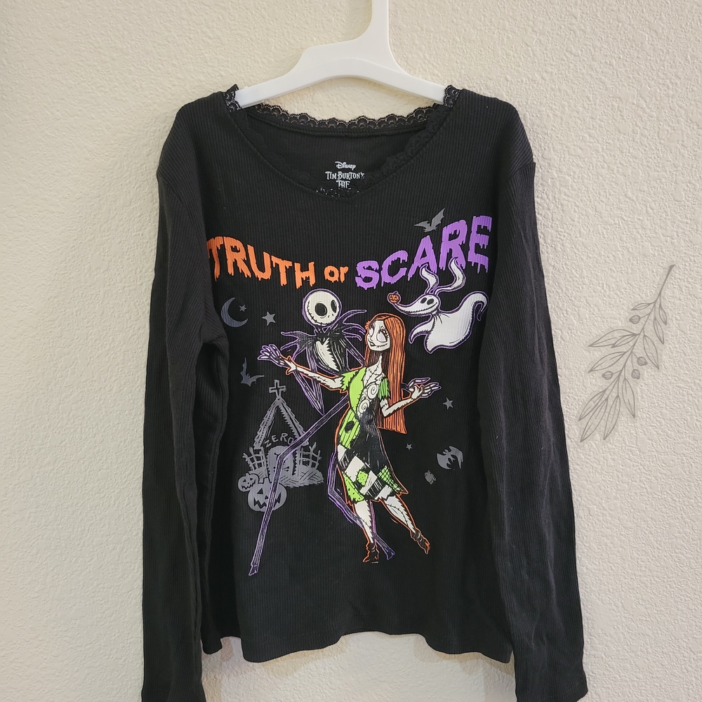 Disney Nightmare Before Christmas Kids Black Halloween Shirt Size S